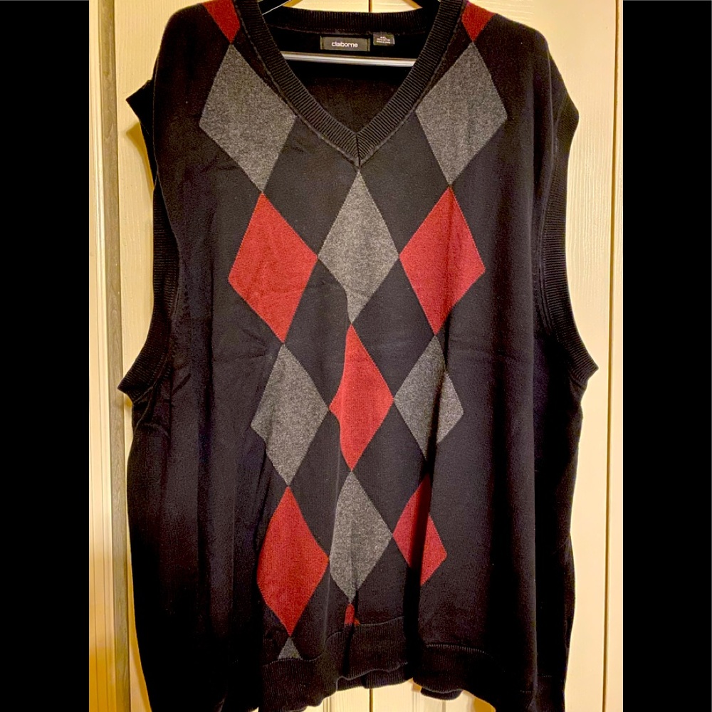 Men’s Claiborne Argyle Cotton Sweater Vest 4XL